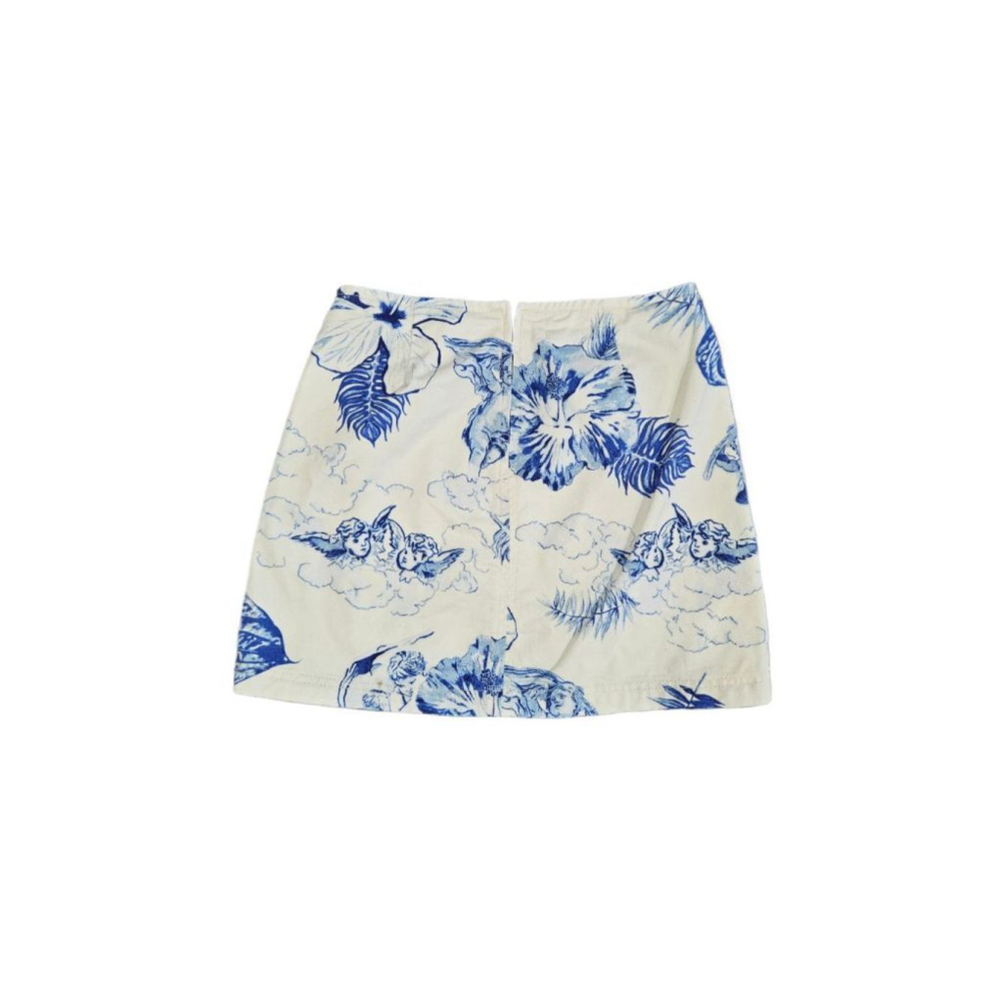 Women's Urban Outfitters BDG White and Blue Floral Print Mini Skirt - Size S